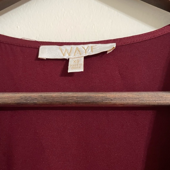 Lulu/ Wayf Philicia Burgundy Satin Long Sleeve Midi Wrap Dress XS - Picture 3 of 6